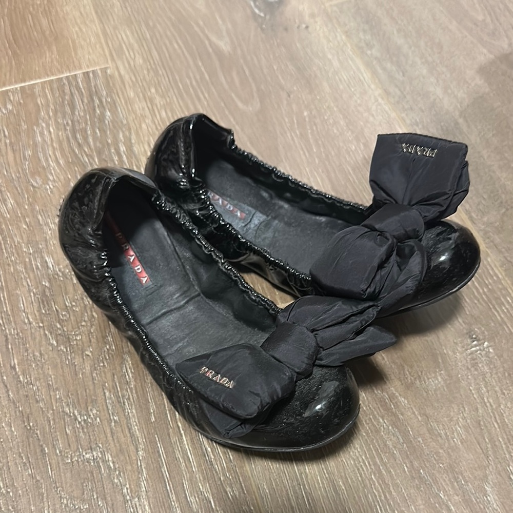 Prada Black Leather Loafers Classic Flats